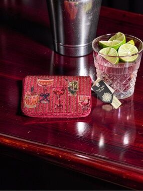 Beaded Red Cocktail Motif Crossbody Bag